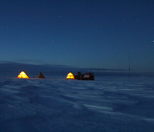 Cape Poinsett camp at dusk