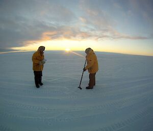 Breaking the ice at the AWS installation site — Cape Poinsett