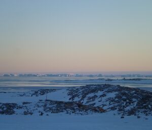 View from station to Wilkes after sea ice was blown out