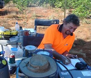 Mark doing some tree physiological research on Melville Island