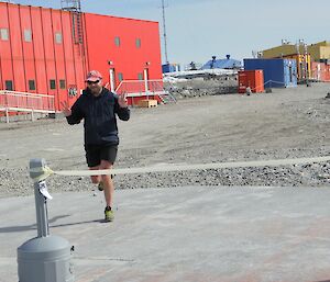 Craig finishing a fun run at Casey Station