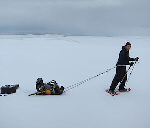 Craig on the first sled hauling jolly of the winter