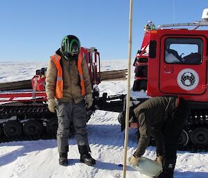 Placing a cane on a hut route