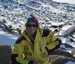 Bri enjoying the sunshine on Odbert Island