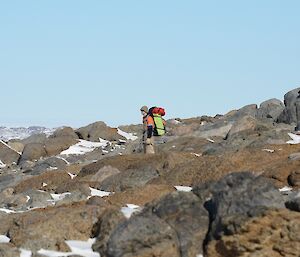 Mike making his way across one of the ridges that are a feature of Odbert Island