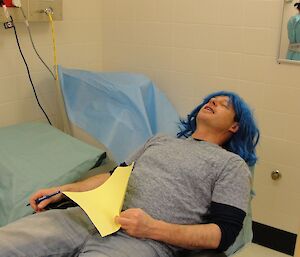 Gav tries out the chair in the dental suite