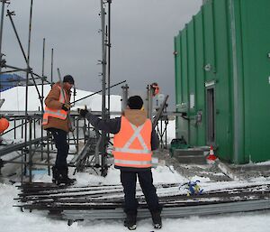 Once the materials are at ground level they need to be sorted and packed for return to Australia