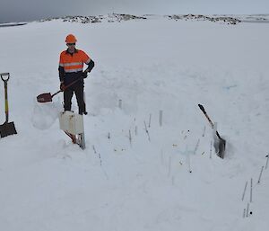 Tom digging out the remediation site