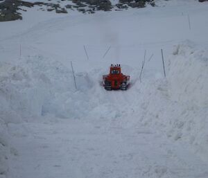 D7 dozer being used to clear the snow to make the wharf road at Casey