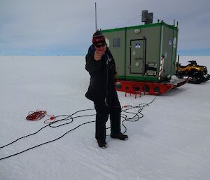 Engineer Mike at the generator van at the Casey ski landing area