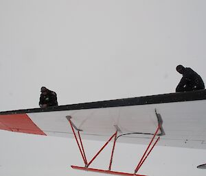 Mike and Vince readying the Basler for the night ahead of a forecast blizzard