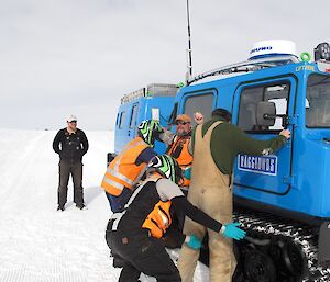 Bob and Perry being searched for contraband on the A line