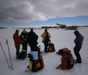 The group getting ready to set off from station