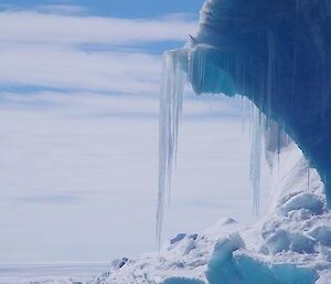 Icicles hanging from an iceberg