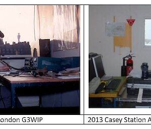 Dr Bulger as G3WIP 1969 at the International Hall of London and VK0GB 2013 Casey station Antarctic