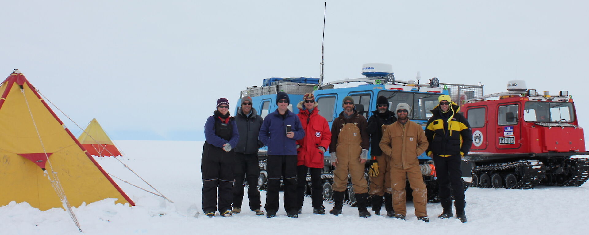 A group picture of the Law Dome crew Krista, Nick, Mark ‘Irish', James H., Lee, Gavin, Mick and James M.