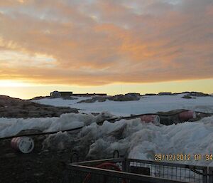 Sunset during the sea to shore fuel transfer