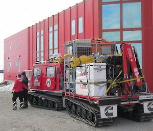 Gavin packed up a tray top hag, with everything you need to do ice drilling at Law Dome