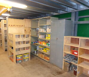 All the shelving space up on the mezzanine floor