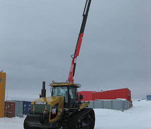 Testing out the crane installed on the Challenger. Crane fully extended reaching the sky