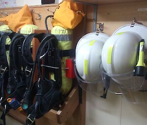 A shot of the breathing apparatus equipment rack