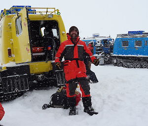 Andy posing behind a Hagglund