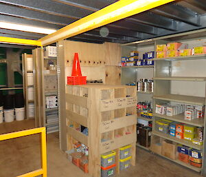 Picture of the storage area on a mezzanine