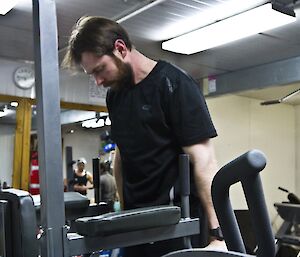 Aaron working out