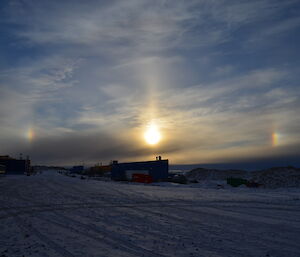 Sundog Phenomena over Casey. It seems like there are three Sun’s in the sky