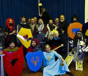 A group shot of the expeditioners dressed as characters of Game of Thrones