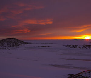 Cloudy sunset at Casey with Mammatus cloud formation