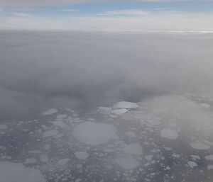 View from the aircraft of ice floe