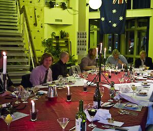 Another shot of the dinner table with expeditioners waiting for the next course