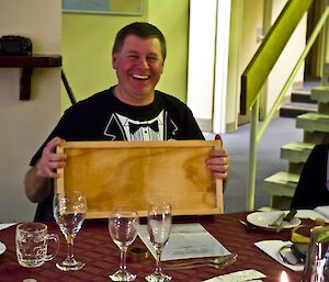 Mark with his gift of a wooden box