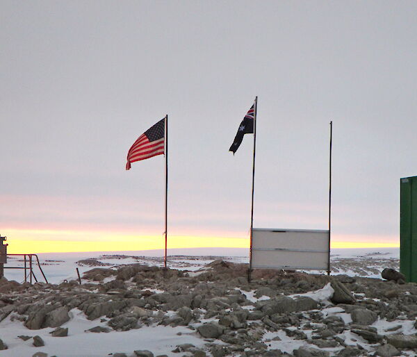 The American flag flying along with the Australian flag