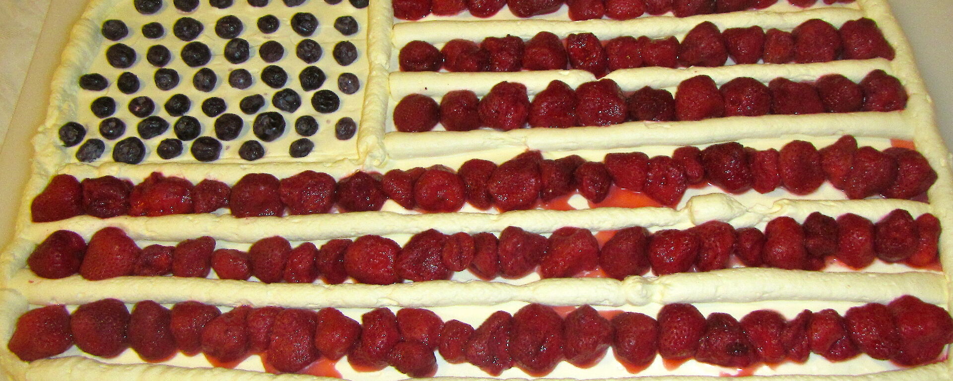 Cheese cake with berries that form the American flag