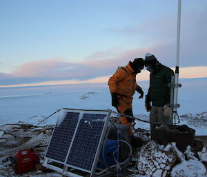 Doug and Chad examining the radio repeater