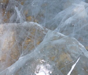 Frozen ice with slit cracks