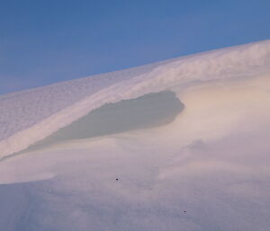 Ice sculptures, nearly bridge like formations created by the gale force winds