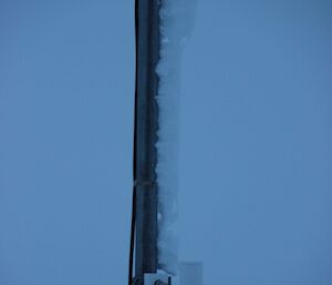 Ice forming one side of the AWS mast pole