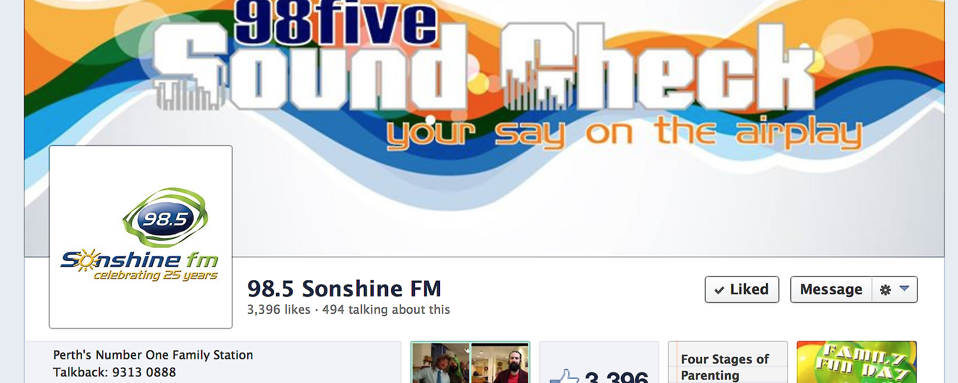 Facebook banner of 98five