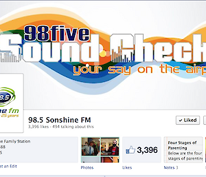 Facebook banner of 98five