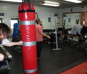 Mike on the skipping rope, Ben on the bag and Lee on the pull up bars