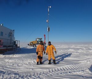 The two technicians standing in front of the AWS