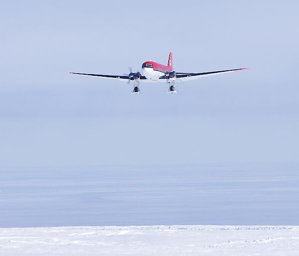 Basler twin turbo prop on final landing approach