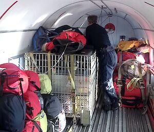 Inside a Airframe with some bag cargo
