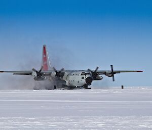 Closer shot of the Hercules Taxi-ing on the ski way