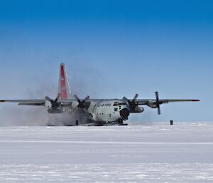 Closer shot of the Hercules Taxi-ing on the ski way