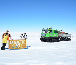 Perfect clear day for the obligatory Antarctic Circle photo