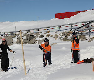 Danielle and helpers searching for the lower permeable reactive barrier (LPRB)